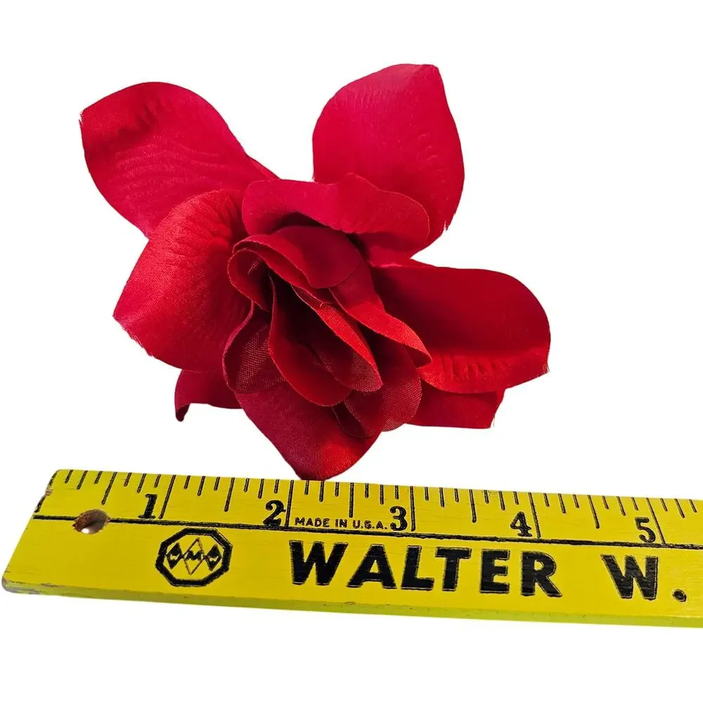 Red Artificial Silk Rose Flowers Wired Stems Wedding Craft 3